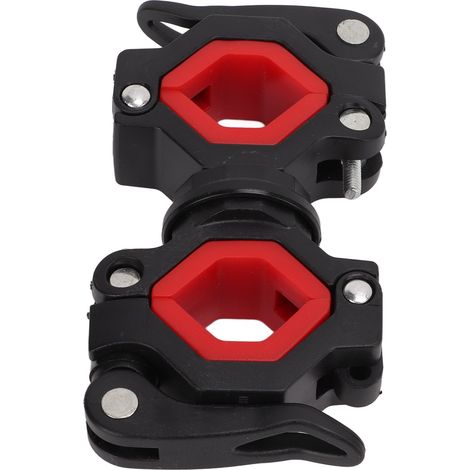 Lampe torche de vélo rotative à 360°, démontage rapide, stable, en plastique rouge. (1/5)