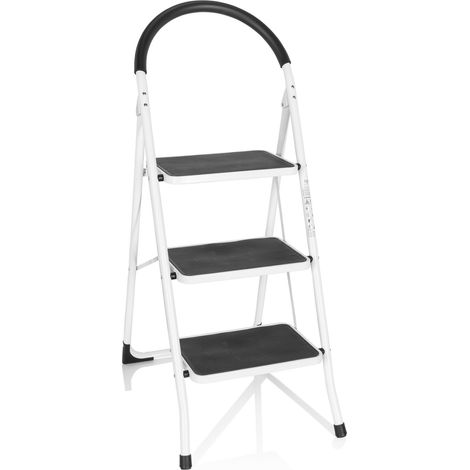Klappleiter SOLID W2 Stahl 3 Stufen weiß hjh OFFICE (1/5)