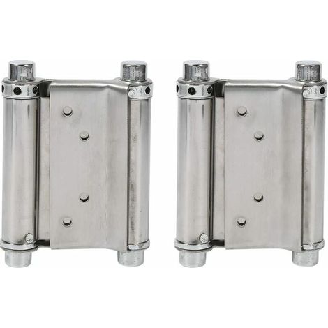 Forehill – Charnières à ressort double action en acier inoxydable – Lot de 2 – Capacité de charge jusqu'à 15 kg – Pour portes battantes et saloon (1/5)