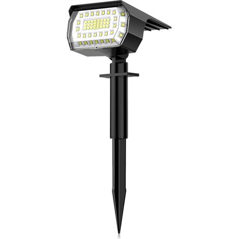 Conjunto de focos solares, 57 LED, luz blanca fría, panel de 2 W, batería de 1500 mAh, para caminos de jardín. (1/5)