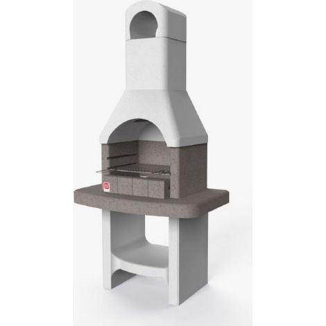 Barbecue portable en béton réfractaire 88x58x197 cm – Gril à charbon – Pour cuisson en extérieur – Résistant aux intempéries – Sarom