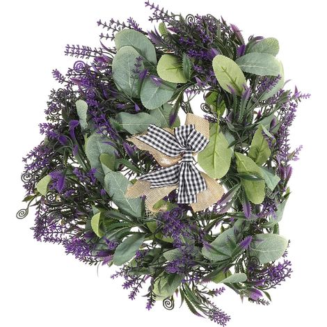 Couronne De Fleurs Artificielles Lavande Décoration De Porte Entrée Ornement De Printemps pour Maison Et Jardin (1/5)