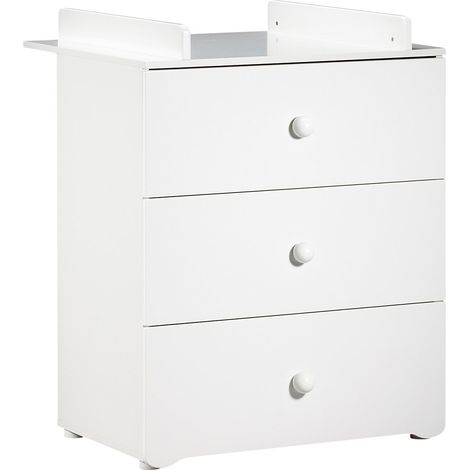 Les Tendances – Commode à langer 3 tiroirs – Dimensions 76 x 97 x 66 cm – Panneaux mélaminé blanc – Conforme norme NF EN 12221