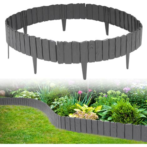 SWANEW 4 pezzi Bordi per prato in legno Bordi per prati Bordi per letti in plastica per giardino, prato 2.3 m Antracite (1/5)