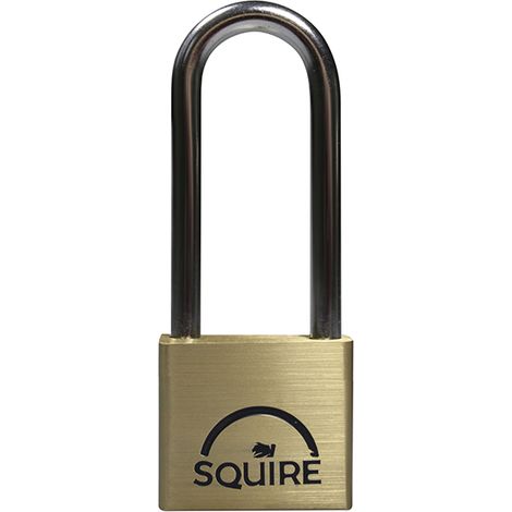 Squire LN4LS Lion Brass Padlock with 5-Pin Cylinder, 40mm to 65mm Long Shackle