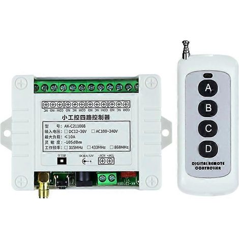 Télécommande sans fil 315/433 MHz pour émetteur-récepteur relais 4 canaux 12 V CC (1/5)