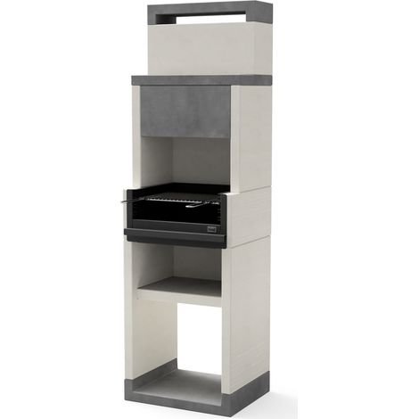 TUOZI - Barbacoa de Obra para Leña y Carbón Modelo VENIT flex hotte (Gris/Blanco - 59 x 47 x 197 cm) REF: T00154 - Uso en Exteriores (1/5)