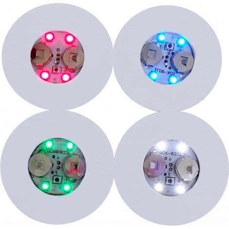 Lot de 4 Dessous de Verre LED pour Bouteilles - Lumières Multicolores pour Verres et spiritueux - Éclairage décoratif pour fêtes, Bars et événements Nocturnes (1/5)