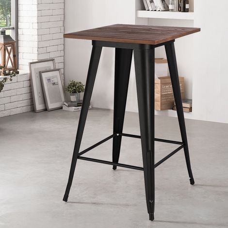 Industrial High Bar Table with Metal Legs and Wood Top (1/5)