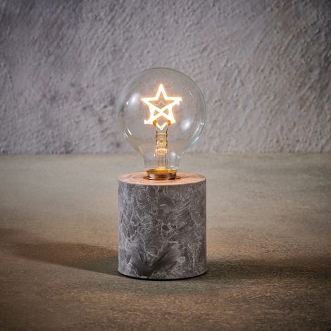 Luca Lightning LED Tischlampe Glas Stern mit Timer warmweiß Ø 8 x 18 cm Tischlampe