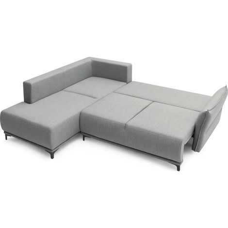 Arya - ecksofa mit schlaffunktion - mit bettkasten - 5 sitzplätze - zeitgenössischer stil - links - hellgrau (1/3)