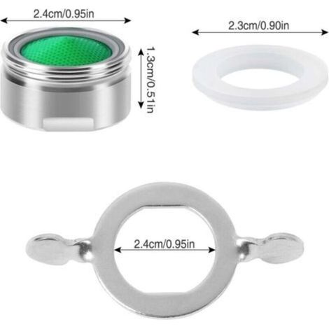 6pcs Mousseur M24, Acier Inoxydable Aérateur Filtre en ABS + 8joints et 1 Clé, Economiseur d'eau Embout Brise Jet Robinet Cuisine et Salle de Bain Matériel-Argent