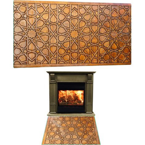 CHIMENEA DE CRISTAL TEMPLADO. DIMENSIONES DE LA BASE: 90 x 52 cm. MOSAICO GRÁFICO. (1/5)