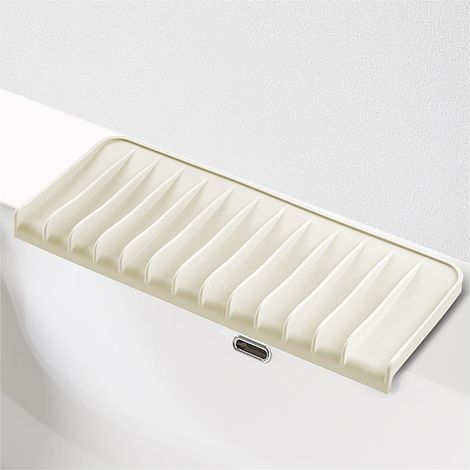 Tappetino di Scarico per Lavello Cucina, Tappetino Stretto con Scarico Inclinato, Antiscivolo e Tappetino di Scarico Allungato - Beige 25 x 10 cm (1/5)