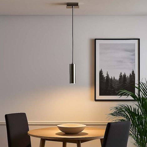 Hängeleuchte silber Esszimmerleuchte Pendel Wohnzimmerlampe hängend, Metall nickel, GU10 Fassung, LxBxH 18x18x150 cm (1/5)
