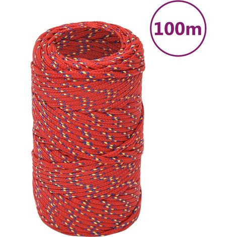 Corde marine en polypropylène rouge, tressée, 2 mm x 100 m - PANGIVO (1/5)