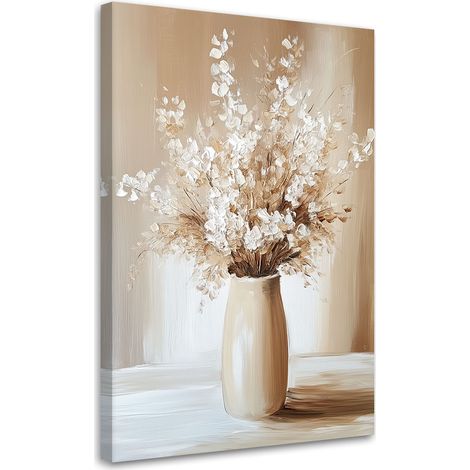 Tableau déco Bouquet de fleurs beige dans un vase 40x60 (1/5)