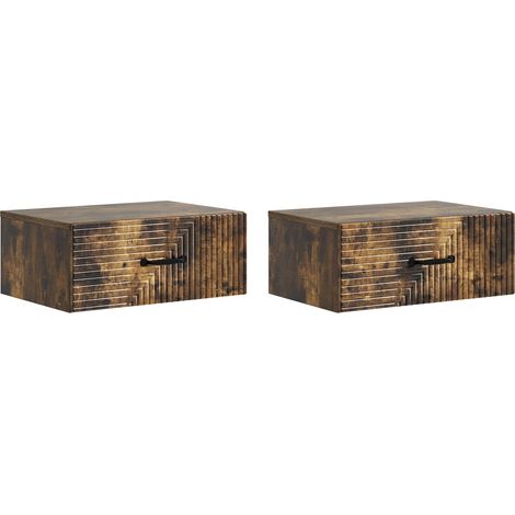 Mesita de Noche de Pared 2 pcs Roble Ahumado 49 x 34,5 x 20 cm vidaXL