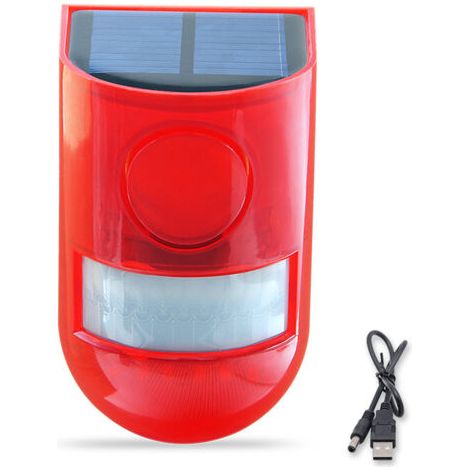 Détecteur de mouvement à infrarouge à énergie solaire, sirène, système d'alarme stroboscopique, étanche, 120db (1/5)