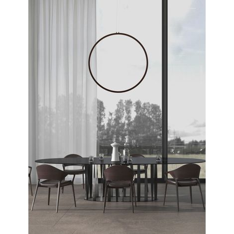 Lampada a sospensione LED Nova Luce Change alluminio nero Ø 80,7 cm 48 W 3000 K altezza 200 cm dimmerabile per cucina (1/4)