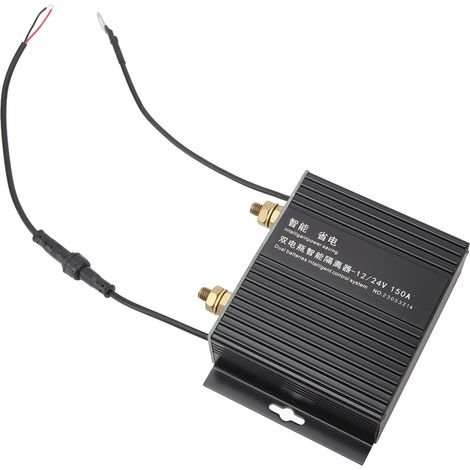 Isolateur de batterie double 150A 12V 24V Relais intelligent à LED clignotant sensible à la tension, adapté aux camping-cars, véhicules tout-terrain, bateaux, yachts et automobiles. (1/5)