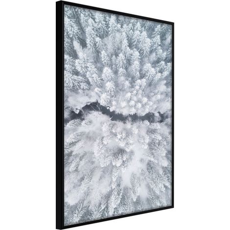 Affiche Murale Encadrée "Winter Forest From a Bird's Eye View" 40 x 60 cm Noir