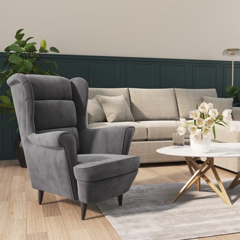 Fauteuil Fauteuil de Relaxation Fauteuil Salon Gris clair Velours 44645 (1/5)