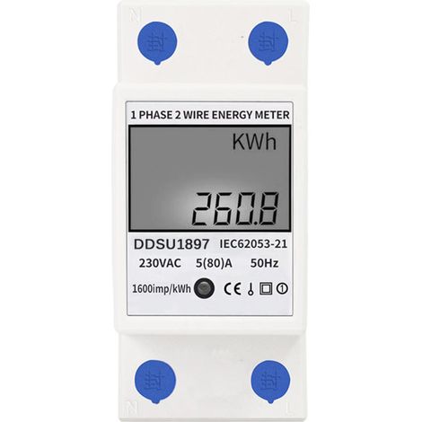 Medidor de energía eléctrica digital monofásico, medidor de electricidad para riel DIN, medidor eléctrico multifunción de dos hilos. (1/5)