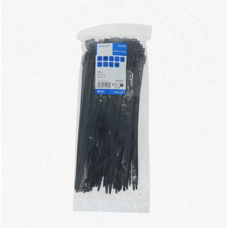 100 COLLIERS DE FIXATION NOIRS 9 X 360 MM CONVIENT Pr DIAMETRES DE 20 A 93MM, RESISTANCE 540N