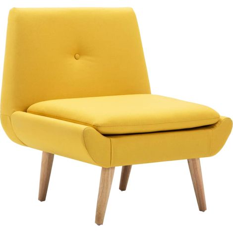 Poltrona lounge di design e moderna senza braccioli in tessuto giallo DEC028673