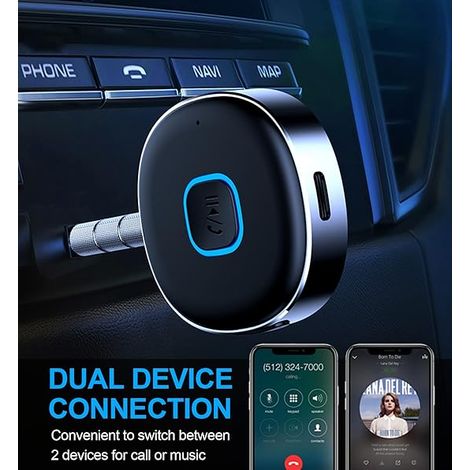 Tragbarer Bluetooth-Adapter fürs Auto, kabelloser Bluetooth-Audioempfänger für Auto-/Heim-Audiosysteme/Kopfhörer/kabelgebundene Lautsprecher