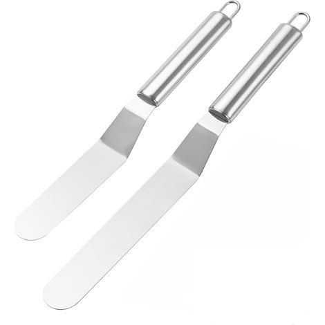 2 pièces en acier inoxydable à truelle,Spatules à Glaçage Coudées,Sucrée Pour Glaçage de Gâteaux, Cupcakes et Gâteaux, Chef Décorant Des Gâteaux Spatule Pour Glaçage (1/5)