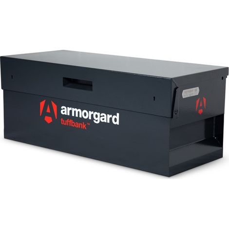 Coffre de chantier TuffBank 1150x495x460 – TB12 – Acier 2/3 mm résistant aux effractions – Double serrure 5 leviers – Vérins à gaz – Armorgard (1/10)