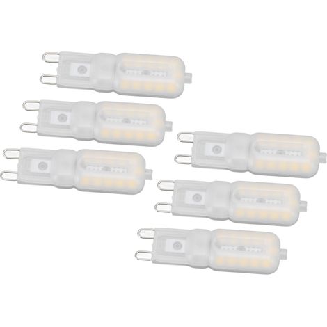 Lot de 6 ampoules G9 5W 22LED 2835 dimmables pour lustres, plafonniers, appliques et lampes de table, lumière naturelle 220V, abat-jour opale (1/5)