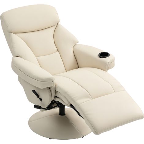 Relaxsessel mit Liegefunktion Fernsehsessel mit Seitentasche, Becherhalter für Wohnzimmer Schlafzimmer Creme (1/5)