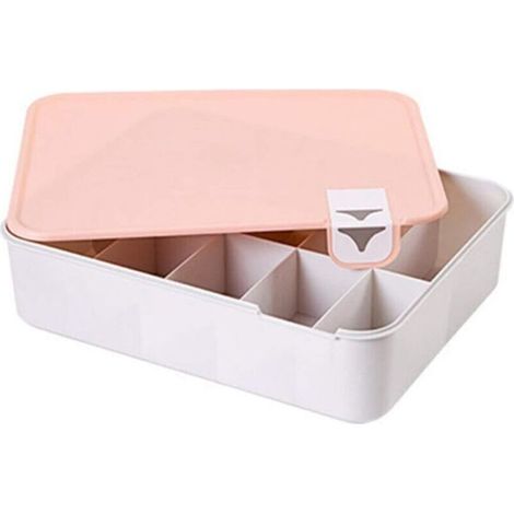 (Pink) Plastic storage for shoes, underwear, socks, stackable shelf cover, multifunctional storage box cover (1/4)