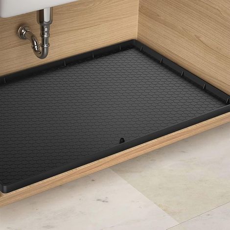Tapis Sous Evier - 86,4 x 55,9 cm - Revêtement Armoire Silicone avec Trou de Drainage - Imperméable - Cuisine et Salle de Bain - 1 Pièce (1/5)
