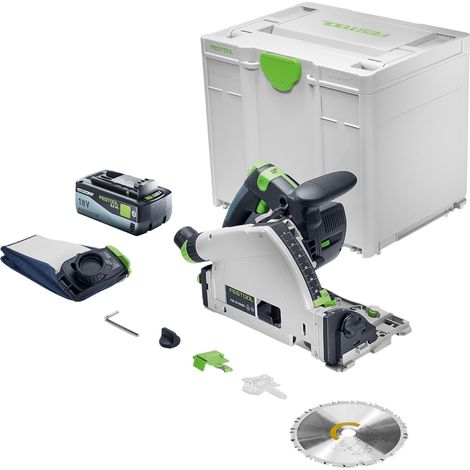 Sierra de inmersión a batería Festool TSC 55 KSEB-Basic 18 V 160 mm sin escobillas + 1 batería de 8,0 Ah + Systainer - sin cargador