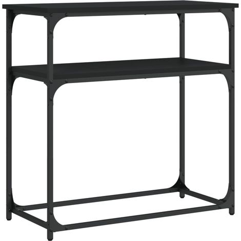 Table console，Table d'appoint，Bout de canapé，Meuble d'entrée noir 75x35,5x75 cm bois d'ingénierie