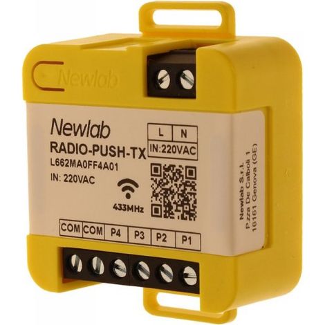 RADIO-PUSH-TX Trasmettitore RF Per Led Dimmer Radio Frequenza Comando Fino a 4 Pulsante di Qualsiasi Serie Civile