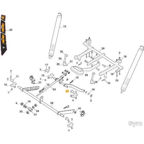 ASTA POSTERIORE SOLLEVAMENTO PIATTO 108 eZTR ORIGINALE STIGA - 387000329/0