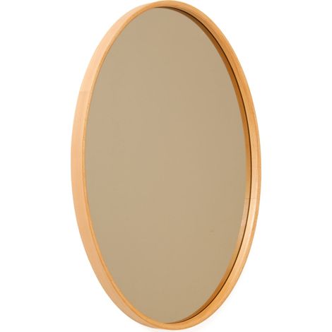 Giancaxio Spiegel, Oval, Wandmodell, Rahmenfarbe Transparent, Größe 45x60h cm, Eiche Braun