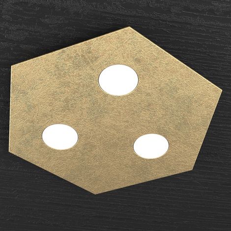 Plafoniera Industrial-Minimal Esagonale Hexagon Metallo Foglia Oro 3 Led 12X3W (1/4)