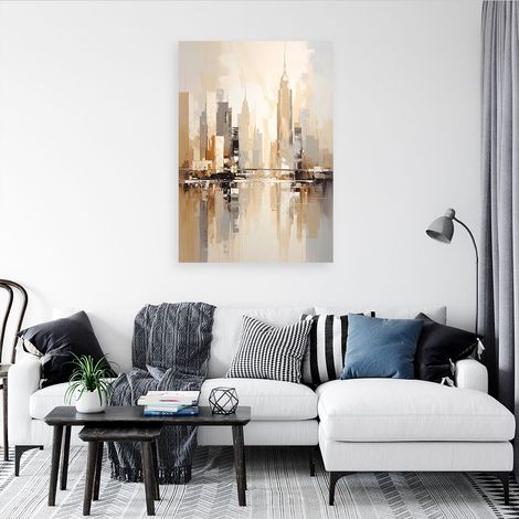 Wandbild Abstraktes Stadtpanorama Moderne Dekoration in Beigetönen 40x60 (1/4)
