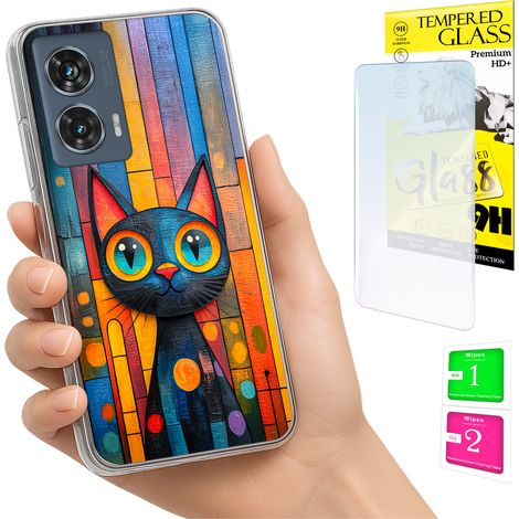Custodia per Motorola Edge 50 Fusion Photo Case Back Kitten + vetro 9H (1/5)