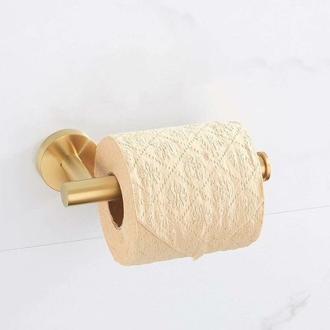 royaluxe - Porte Papier-Toillette Inodoro Chambre Forage sans Couvercle Distributeur de Papier Toilette Mural Peut Etre Placé Horizontalement ou Verticalement Tour Acier Inoxydable Impermeable - Or (1/5)