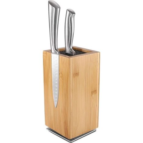 Porte-Couteaux en Bois - Bloc de Rangement à Couteau Rotatif et magnétique en Bambou - Bloc Couteau Vide avec tiges (1/2)