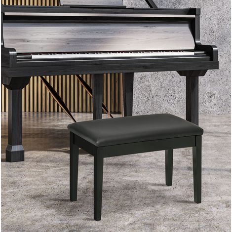 Banc de piano réglable avec rangement, assise en similicuir noir, 75 x 35 x 49 cm, DESVIAE (1/5)