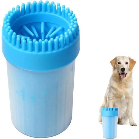MINKUROW Hundepfotenreiniger, Pfotenreiniger, tragbar, Haustier-Reinigungsbürste, Hundebecher, Hundepfotenreiniger, Fußreinigungsbürste, Fußwaschbecher für Hunde, Katzen und andere Haustiere, Blau (10 (1/5)