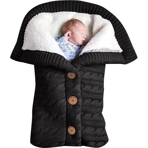 1 Couverture d'emmaillotage, polaire tricotée épaisse, douce et chaude, pour bébé garçon ou fille (1/5)